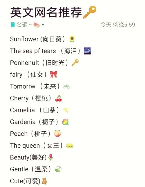 快手网名女生英文名字